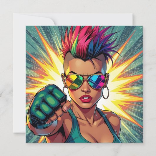 LGBTQ+ Lady in Mohawk Blank Kaart (Voorkant)