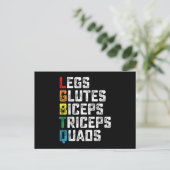 LGBTQ Legs Glutes Biceps Triceps Quads Grappige Gy Briefkaart (Staand voorkant)
