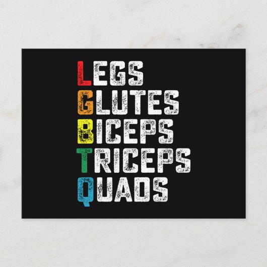 LGBTQ Legs Glutes Biceps Triceps Quads Grappige Gy Briefkaart (Voorkant)
