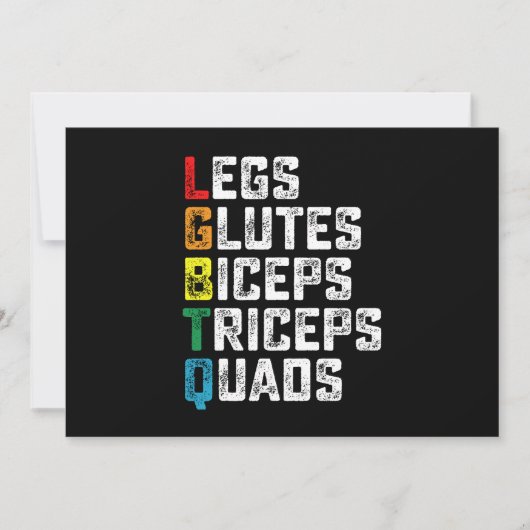 LGBTQ Legs Glutes Biceps Triceps Quads Grappige Gy Kaart (Voorkant)