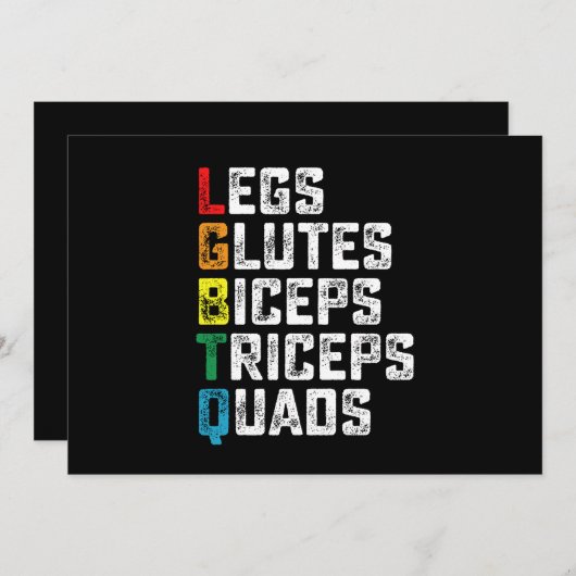 LGBTQ Legs Glutes Biceps Triceps Quads Grappige Gy Kaart (Voorkant / Achterkant)