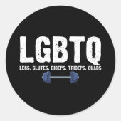 LGBTQ Legs Glutes Biceps Triceps Quads Gym Lover Ronde Sticker (Voorkant)