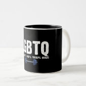 LGBTQ Legs Glutes Biceps Triceps Quads Gym Lover Tweekleurige Koffiemok (Voorkant rechts)