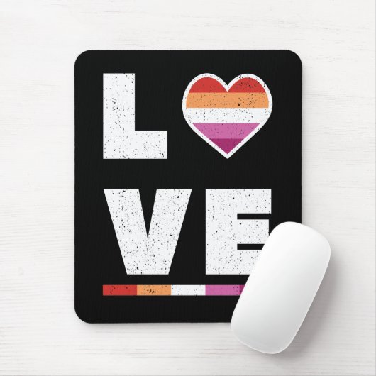 LGBTQ Lesbian Pride Flag Distress Grunge Love Muismat (Met muis)