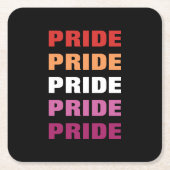 LGBTQ Lesbian Pride  Herhaalde tekst Kartonnen Onderzetters (Voorkant)