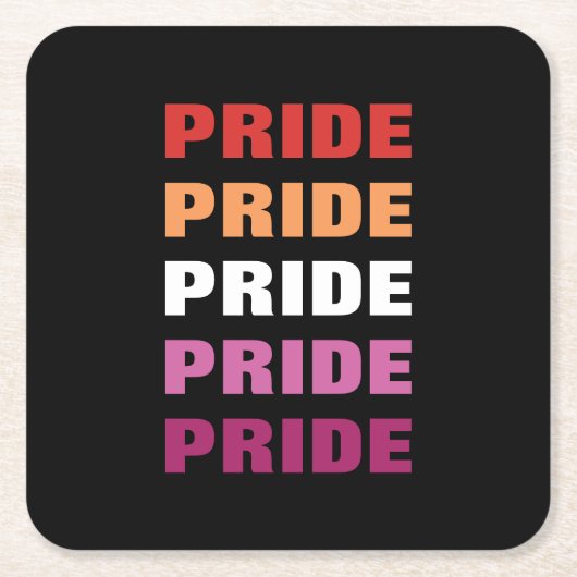 LGBTQ Lesbian Pride  Herhaalde tekst Kartonnen Onderzetters (Voorkant)