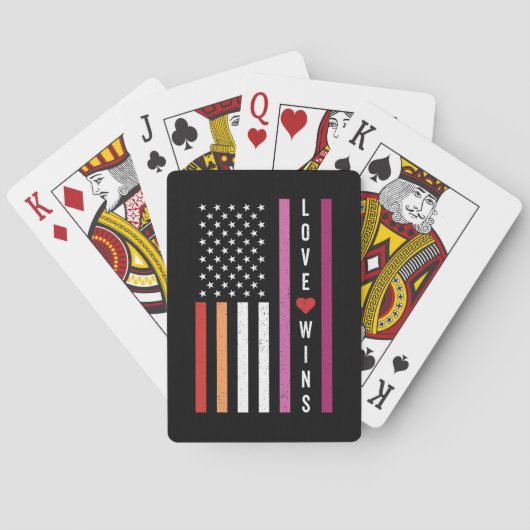 LGBTQ Lesbian Pride Love Wint Amerikaanse vlag Pokerkaarten (Achterkant)
