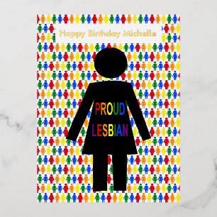 LGBTQ Lesbian Silhouette en Rainbow Damas Custom Folie Feestdagen Briefkaart
