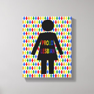 LGBTQ Lesbian Silhouette en Rainbow-dames Canvas Afdruk