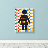 LGBTQ Lesbian Silhouette en Rainbow-dames Canvas Afdruk (Insitu (Houten vloer))