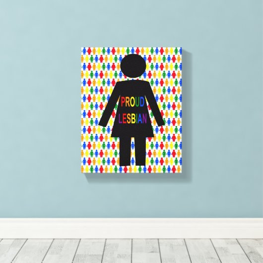 LGBTQ Lesbian Silhouette en Rainbow-dames Canvas Afdruk (Insitu (Houten vloer))