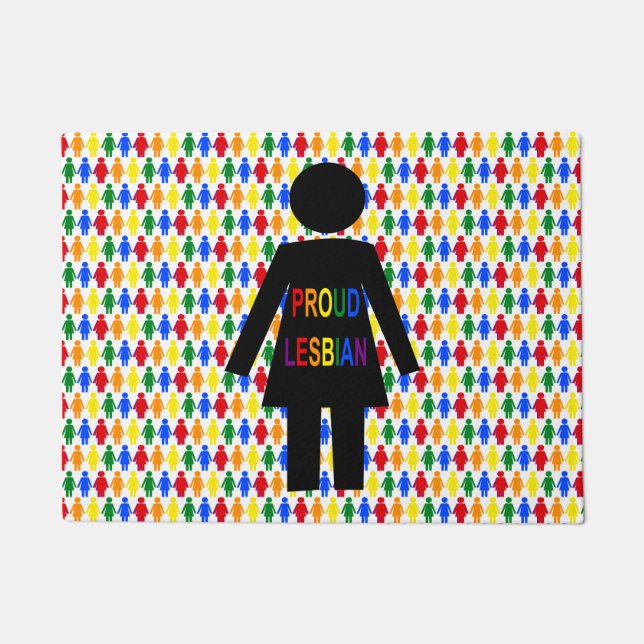 LGBTQ Lesbian Silhouette en Rainbow-dames Deurmat (Voorkant)