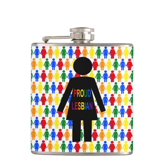 LGBTQ Lesbian Silhouette en Rainbow-dames Heupfles (Voorkant)