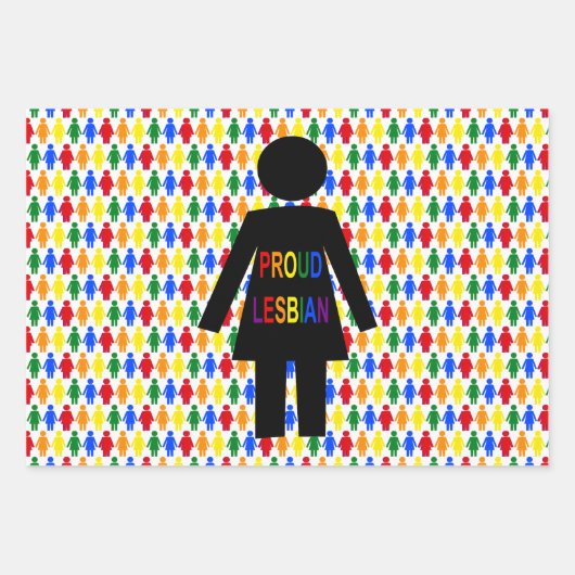 LGBTQ Lesbian Silhouette en Rainbow-dames Inpakpapier Vel (Voorkant)