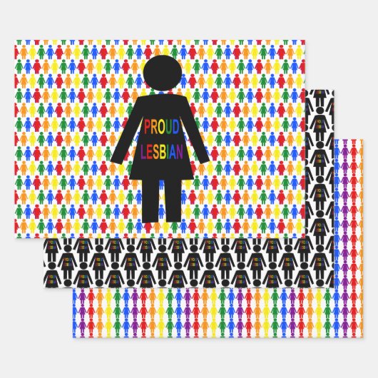 LGBTQ Lesbian Silhouette en Rainbow-dames Inpakpapier Vel (Set)