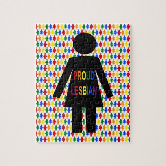 LGBTQ Lesbian Silhouette en Rainbow-dames Legpuzzel (Verticaal)
