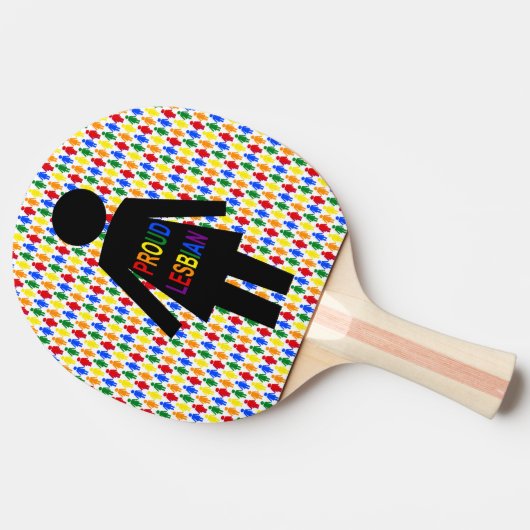 LGBTQ Lesbian Silhouette en Rainbow-dames Tafeltennisbatje (Zijkant)