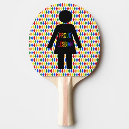 LGBTQ Lesbian Silhouette en Rainbow-dames Tafeltennisbatje (Voorkant)