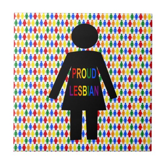 LGBTQ Lesbian Silhouette en Rainbow-dames Tegeltje (Voorkant)
