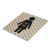 LGBTQ Lesbian Silhouette en Rainbow-dames Tegeltje (Zijkant)