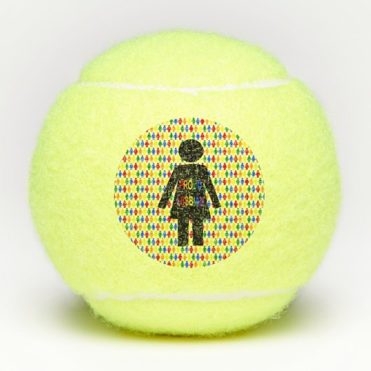 LGBTQ Lesbian Silhouette en Rainbow-dames Tennisballen (Voorkant)