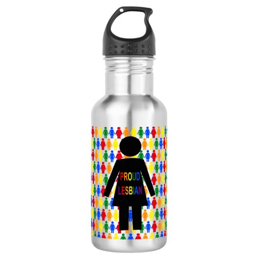 LGBTQ Lesbian Silhouette en Rainbow-dames Waterfles (Voorkant)