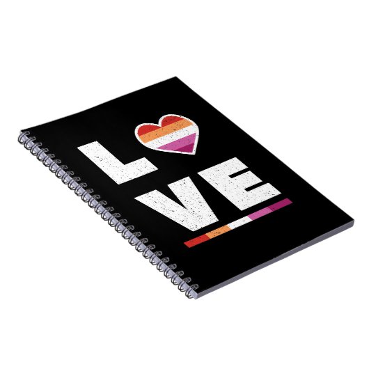 LGBTQ Lesbische Pride Vlag Vervallen Grunge Liefde Notitieboek (Rechterzijde)