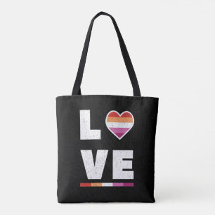 LGBTQ Lesbische Pride Vlag Vervuild Grunge Liefde Tote Bag