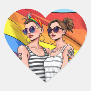 LGBTQ Lesbische regenboogvlag Hart Sticker