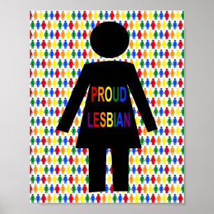 LGBTQ Lesbische Silhouet en Regenboog Vrouwen Poster