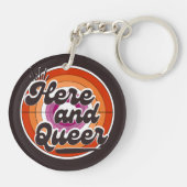 LGBTQ: Lesbische vlag - Hier en Queer Sleutelhanger (Achterkant)
