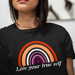 LGBTQ Lesbische vlag: Leef je ware zelf T-shirt