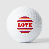 LGBTQ+ Lesbische Vlag met Liefdesstrepen - Pride Golfballen (Voorkant)