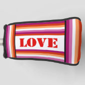 LGBTQ+ Lesbische Vlag met Liefdesstrepen - Pride Golfheadcover (Voorkant)