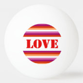 LGBTQ+ Lesbische Vlag met Liefdesstrepen - Pride Pingpongbal (Voorkant)