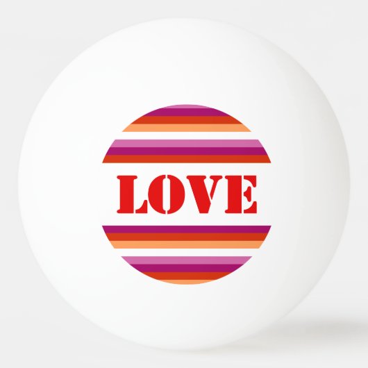 LGBTQ+ Lesbische Vlag met Liefdesstrepen - Pride Pingpongbal (Voorkant)