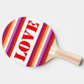 LGBTQ+ Lesbische Vlag met Liefdesstrepen - Pride Tafeltennisbatje (Zijkant)