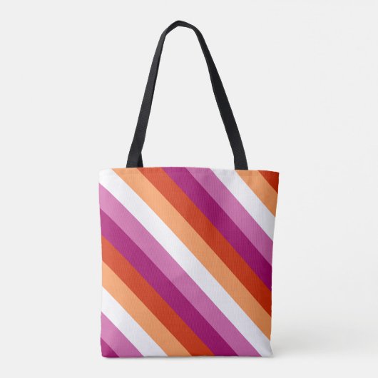 LGBTQ+ Lesbische Vlag met Liefdesstrepen - Pride Tote Bag (Achterkant)