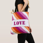 LGBTQ+ Lesbische Vlag met Liefdesstrepen - Pride Tote Bag (Dichtbij)