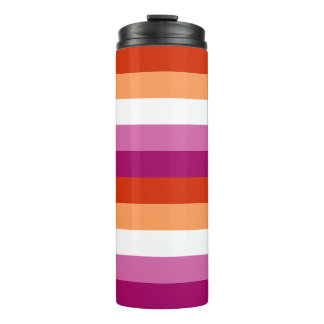 LGBTQ+ Lesbische Vlag Stripes Pride - Thermosbeker
