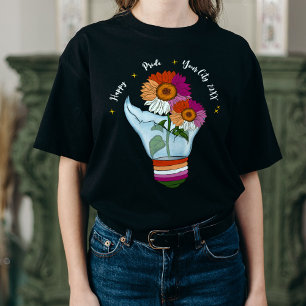 LGBTQ Lesbische vlag Zonnebloemen in een lichte la T-shirt