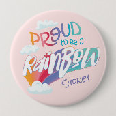 LGBTQ+ Leuk om een Rainbow gepersonaliseerde naam  Ronde Button 4,0 Cm (Voorkant)