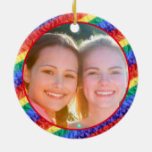 LGBTQ LGBT aangepaste foto homo-regenboogvlag lijs Keramisch Ornament (Achterkant)