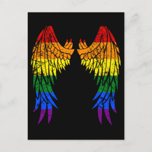 LGBTQ LGBT Angel Wings Colorful Rainbow Gay Briefkaart