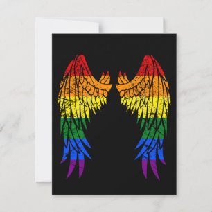 LGBTQ LGBT Angel Wings Colorful Rainbow Gay Kaart