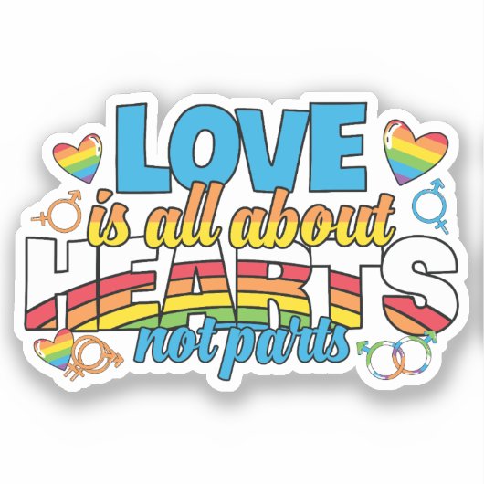 LGBTQ - Liefde draait om harten Sticker (Voorkant)
