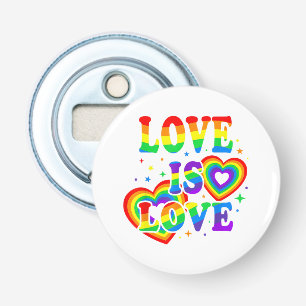 LGBTQ Liefde is Liefde Gay Pride LGBT Regenboogvla Button Flesopener