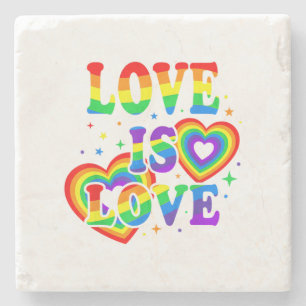 LGBTQ Liefde is Liefde Gay Pride LGBT Regenboogvla Stenen Onderzetter