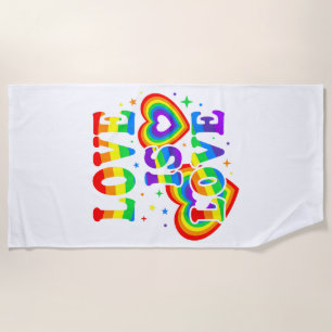LGBTQ Liefde is Liefde Gay Pride LGBT Regenboogvla Strandlaken