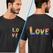 LGBTQ LOVE in regenboogkleuren voor en achter afdr T-shirt